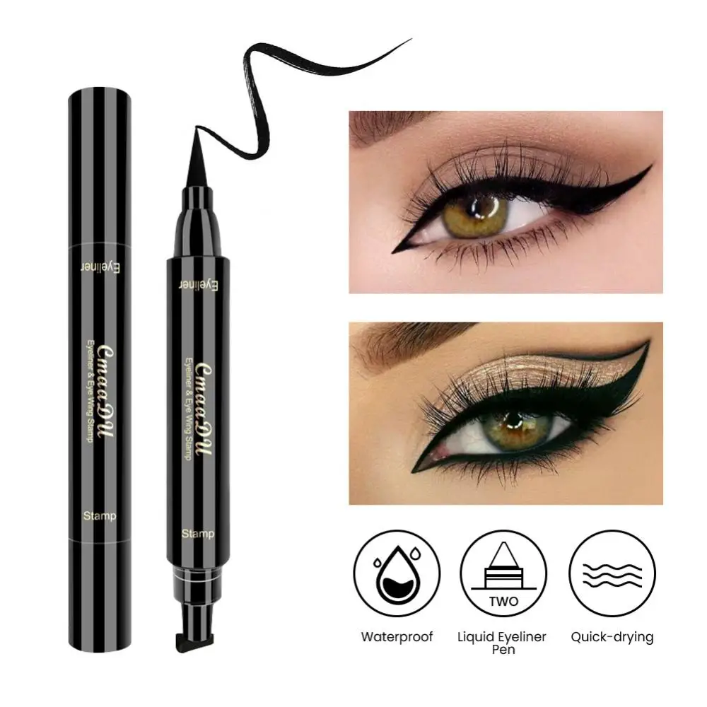 Water Proof Fast Dry Double-ended Black Seal Eye Liner Pen Make Up For Women Cosmetics
