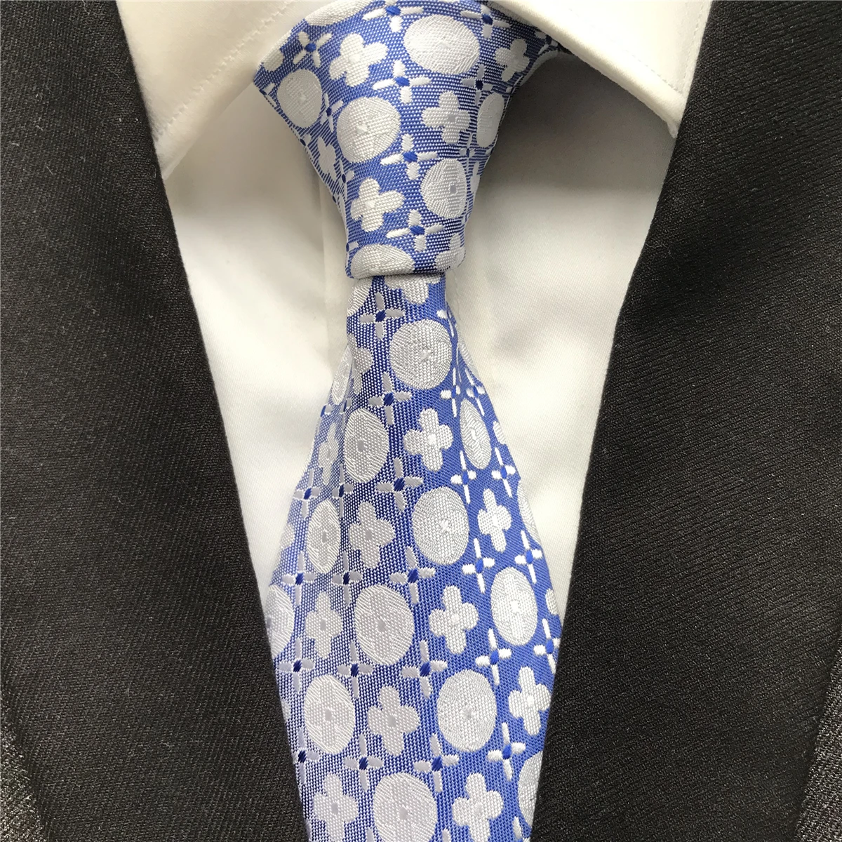 

10 cm Width New Design Men's Ties Jacquard Woven Neck Tie Geometric Pattern Neckties for Stylish Men