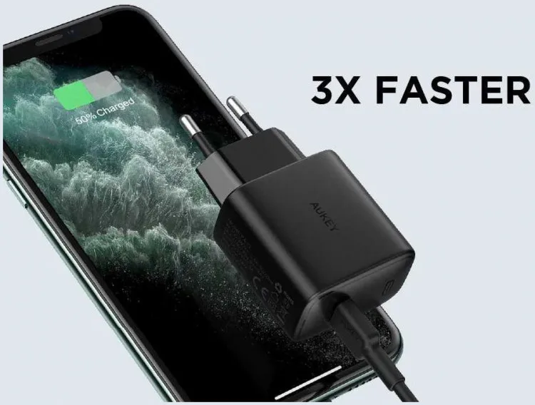 Сетевое зарядное устройство Aukey Swift PD 20W USB-C цвет Черный | Мобильные телефоны и