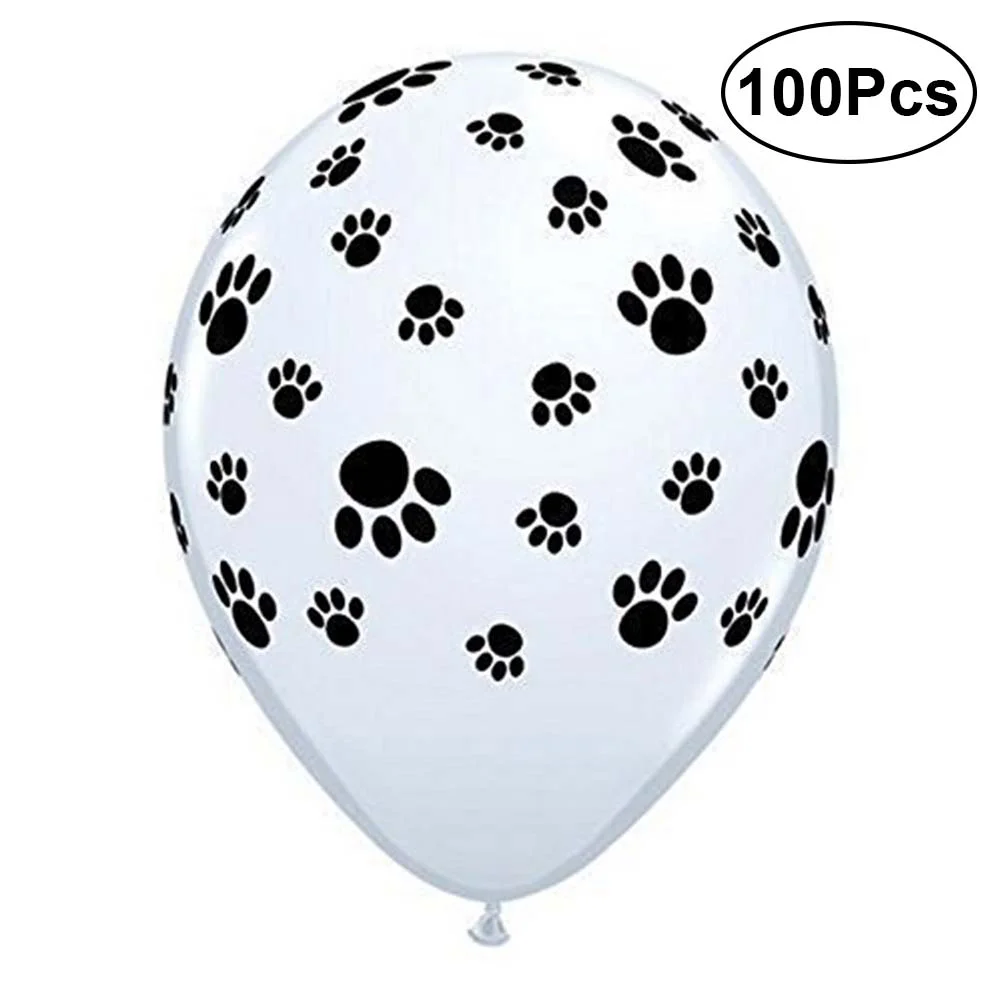 

Balloons Paw Dog Print Latex Party White Inch Birthday Puppy Black Wedding