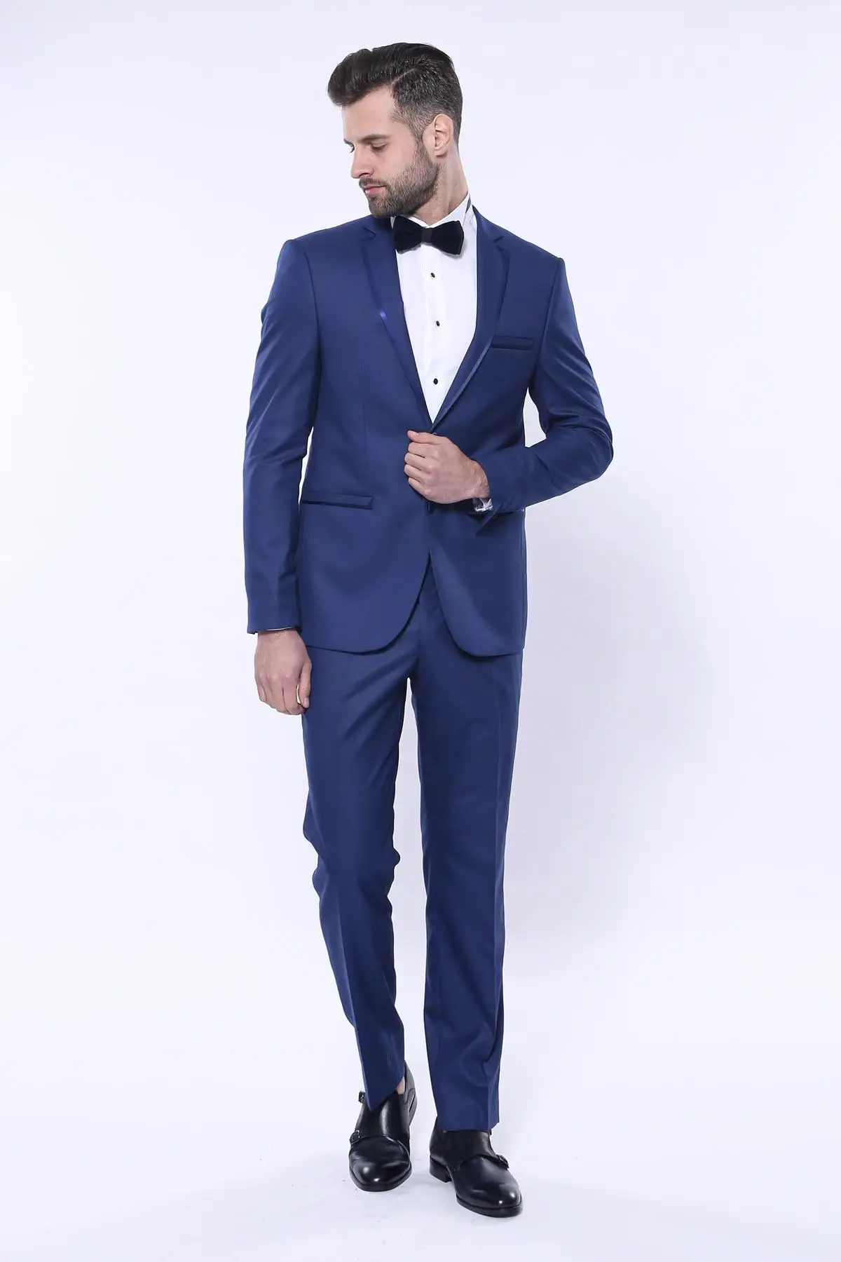 Wessi Men Slim Fit Groom Suit Fabric Wedding Stylish Elegance Elegant Remarkable Double Button Non-Pattern Collar Quality Soft