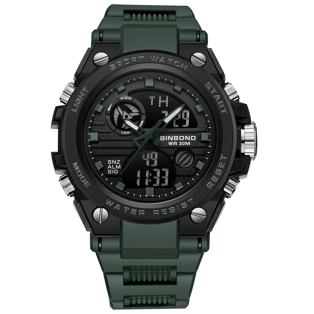 

Fashion Round Digital Sport Luminous Dial Casual Wrist Watches Rubber Strap Fashionable Clock Waterproof Wristwatch for Men