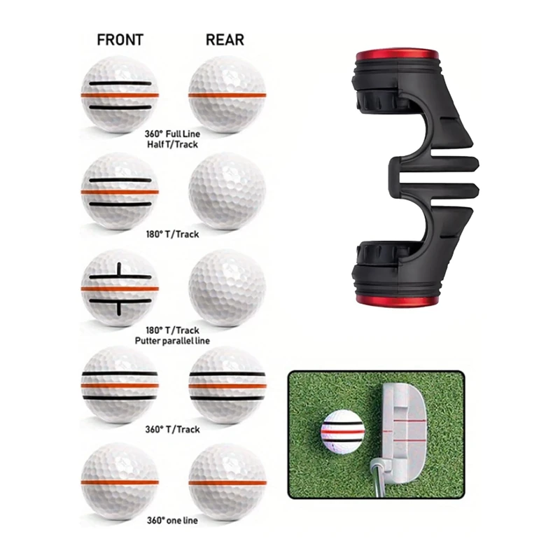 Трафарет-маркер для мяча гольфа с 4 цветными фломастерами 360 °/180° Набор маркеров