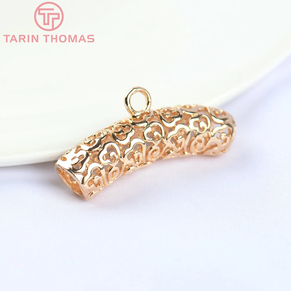 

(5599) 4PCS 31x8MM 24K Gold Color Brass Tube Shape Pendants Connector High Quality DIY Jewelry Making Findings Wholesale