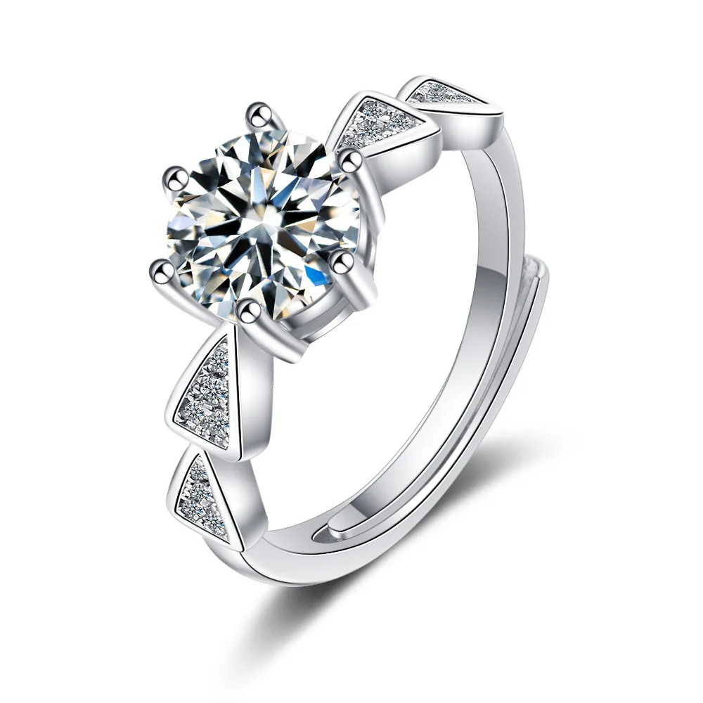 

925 Sterling Silver Classic 6 Claw Wedding Engagement Present Gift Ring