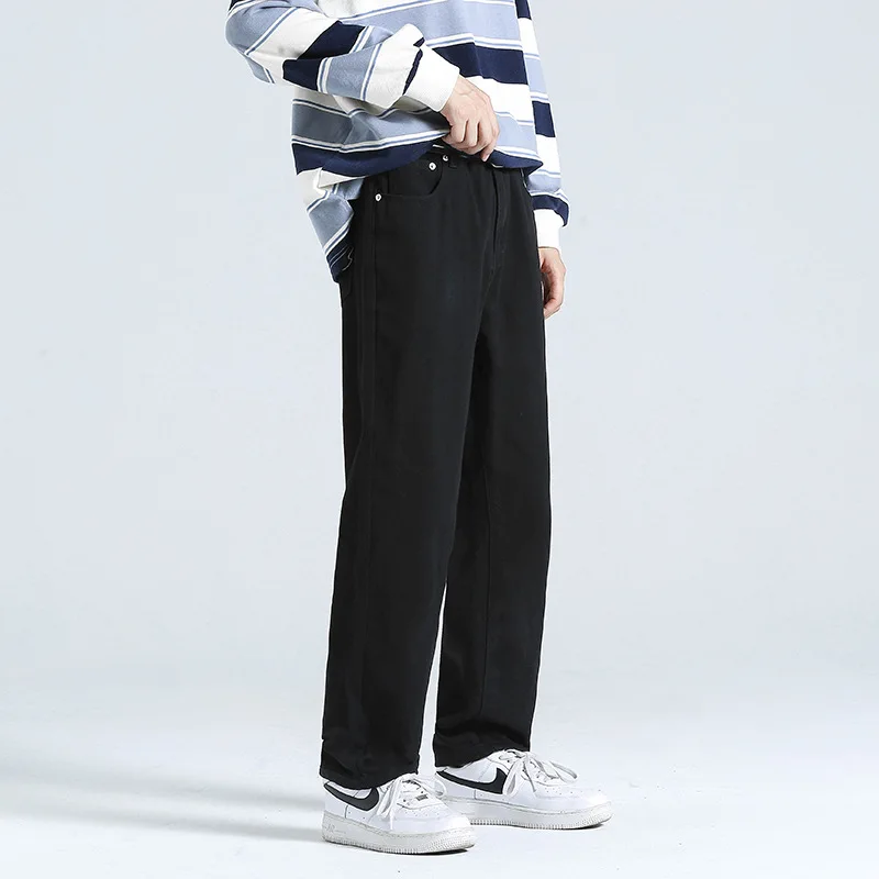 European and American Men Fashion Trend Loose Jeans Straight Loose Solid Color Trousers Fashion Streetwear Ins Hot Selling Denim