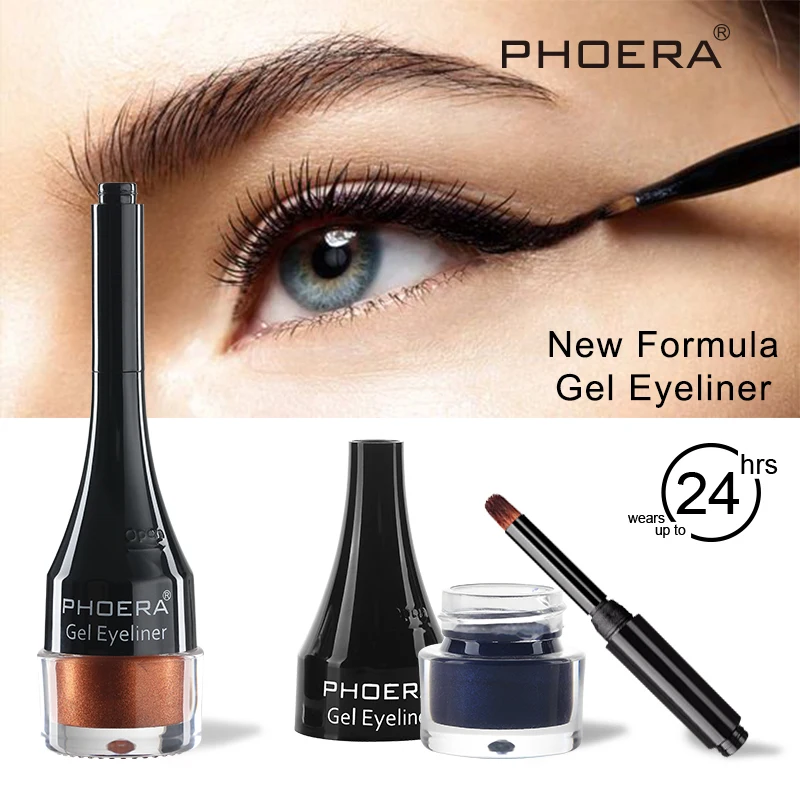 

PHOERA 10 Colors Waterproof Eyeliner Gel With Brush Colorful Long-lasting Eye Liner Cream Makeup Tools Women Cosmetics TSLM1