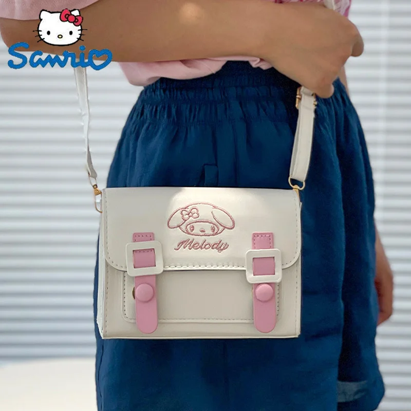 

Sanrio Kawaii текстурная сумка-мессенджер Mymelody Kuromi Cinnamoroll шитье маленькая квадратная Лолита форма ПУ плечевая одна сумка