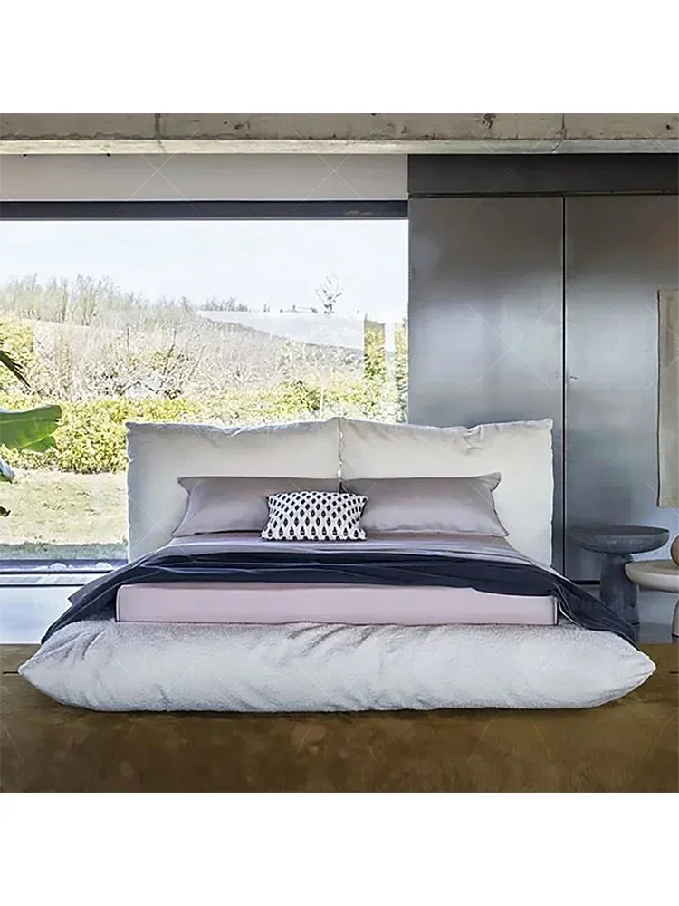 Кровать для главной спальни с тихим бризом и мягкой спинкой Современная тканевая