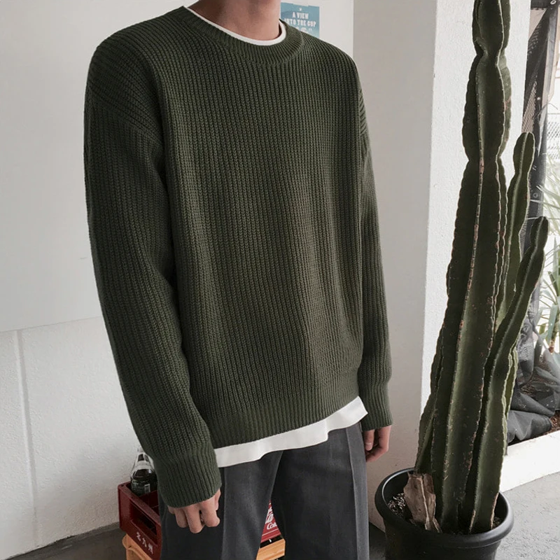 

Fall Arrival 2023 Men's Clothes Tops Sweater Pullover England Style O-neck Knitted Casual Clothing Solid Color Streetwear E119