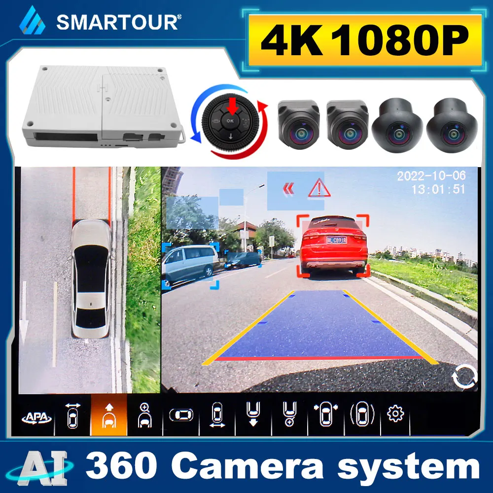 

SMARTOUR AI 4K 1080P AHD Car 3D 360 degrees Surround View System Camera HD Night Vision Panoramic Image Reverse Camera