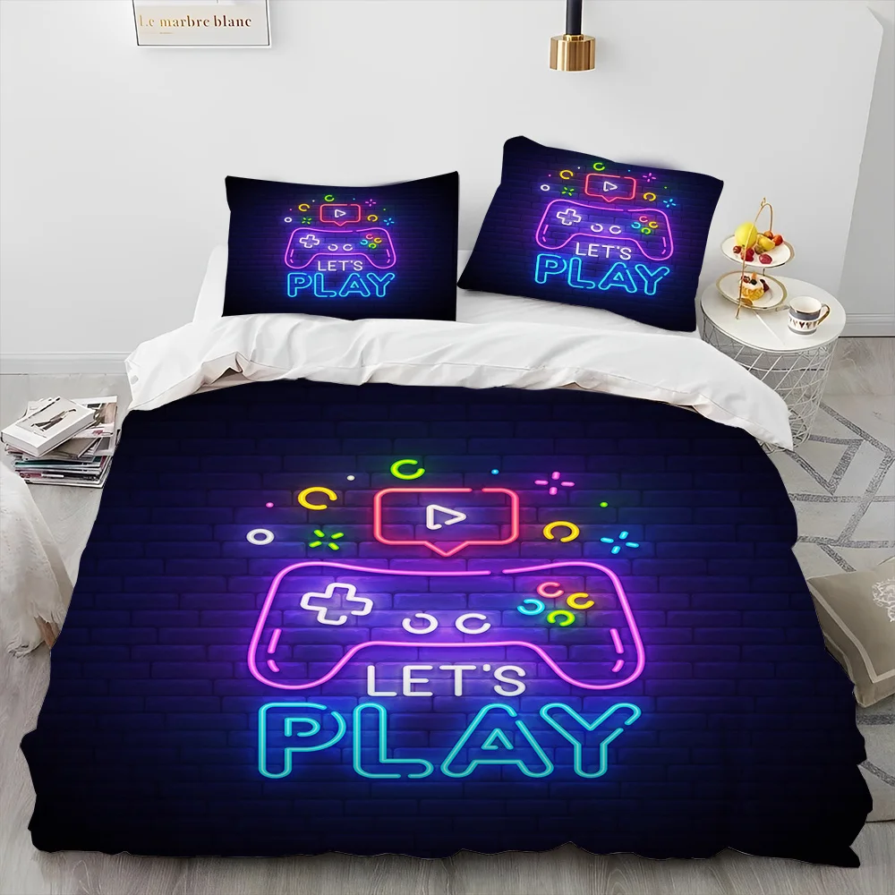 

Cartoon Gamer Game Controller Boy Kid Quilt Durex Full King Size3Pcs Duvet Cover Bedding Linen Set Bedspread200x200 240x220
