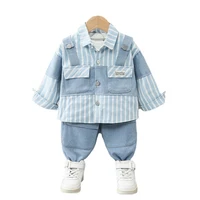 new autumn baby boys clothes children girls striped jacket t shirt pants 3pcssets toddler casual cotton costume kids tracksuits
