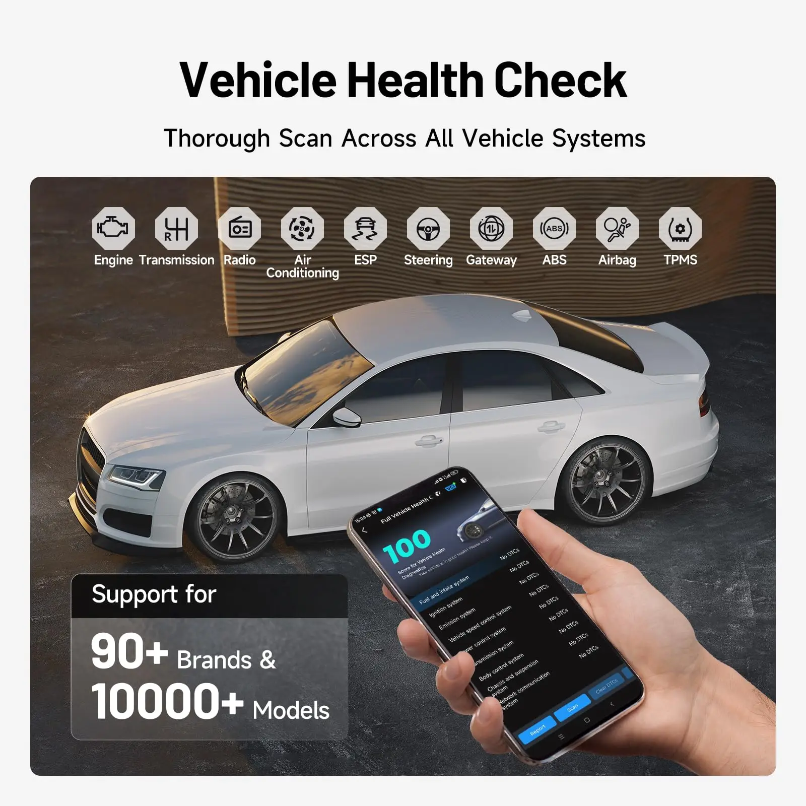 Фото Автосканер TOPDON Carpal Bluetooth OBD2: Диагностика всех систем с ИИ-поддержкой, 6+ функций сброса, iOS и Android, Новинка 2026 года, Беспроводной №2
