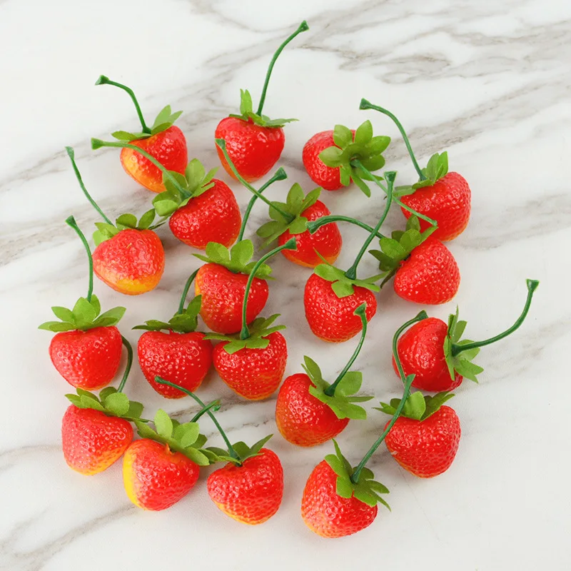 

10 PCS Artificial Fruit Fake Strawberry Plastic DIY Simulation Strawberry Ornament Craft Photography Props Christmas Home Decor
