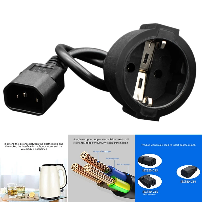 C14-European Socket IEC320 C14 Male Plug To European French German Machine Box PDU