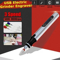 18000rpm adjustable 3 speeds electric grinder mini drill rotary tools grinding machine usb engraving pen with drill bits tools