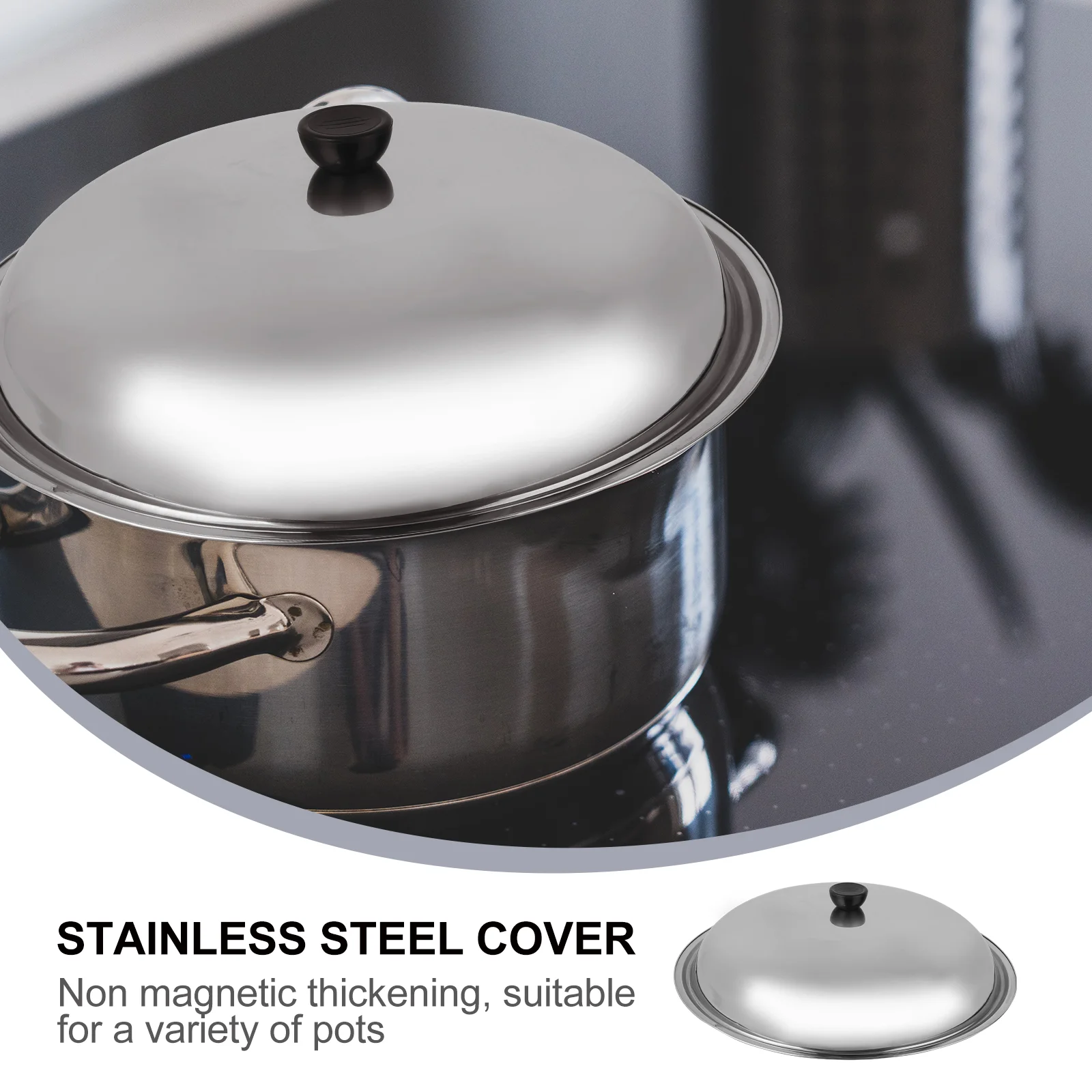 

Lid Cover Pot Pan Universal Lids Steel Stainless Frying Dome Replacement Pans Pots Cooking Wok Skillet Cookware Inch Basting