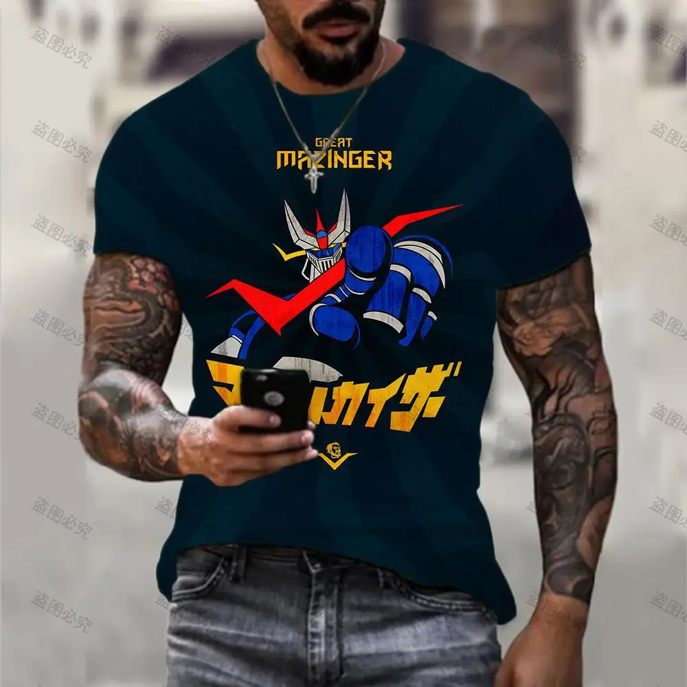 Летние футболки мужская одежда Mazinger Z Harajuku футболка с HD принтом 6XL уличная героями