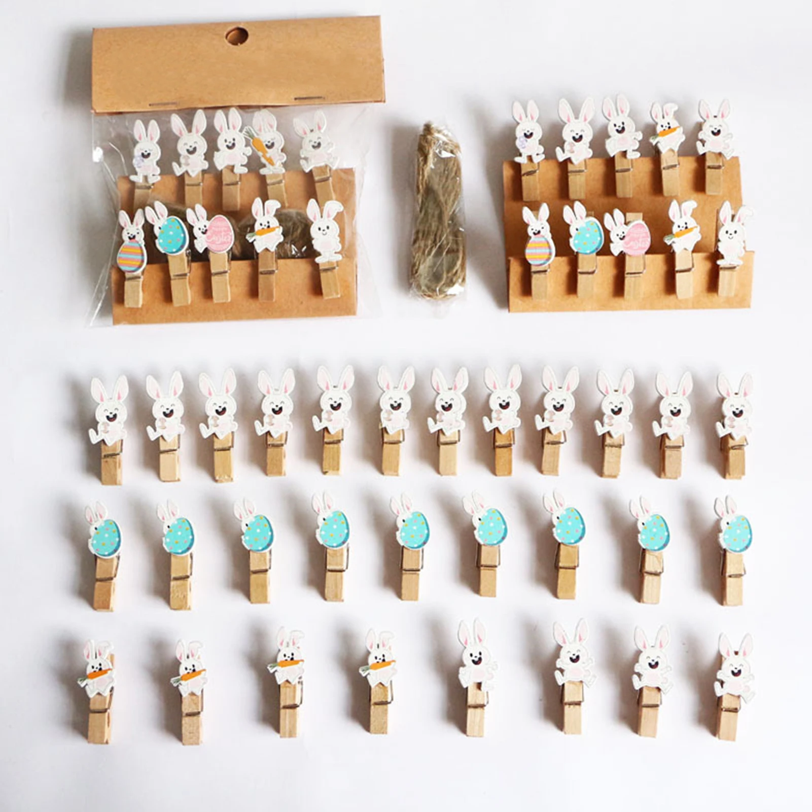 

10pcs Mini Rabbit Eggs Wooden Easter Decorative Wood Clips Clothes Photo Paper Peg Clothespin Postcard Craft Clips Easter Decor