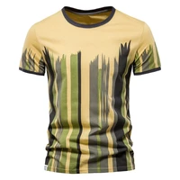 2022 new large size mens t shirt short sleeved cotton vertical stripes casual printing half sleeve mens t shirt shirt