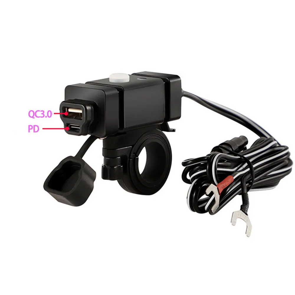 

Quick Charger DC 8V-30V Motorcycle Handlebar QC3.0 Fast Charging Port Waterproof USB for Phone Power Supply Charger
