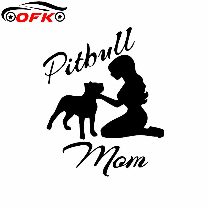 

New Pitbull Mom Love Car Sticker Pitty Mom Vinyl Decal Car Window Decor Black/Silver 11.4*14CM