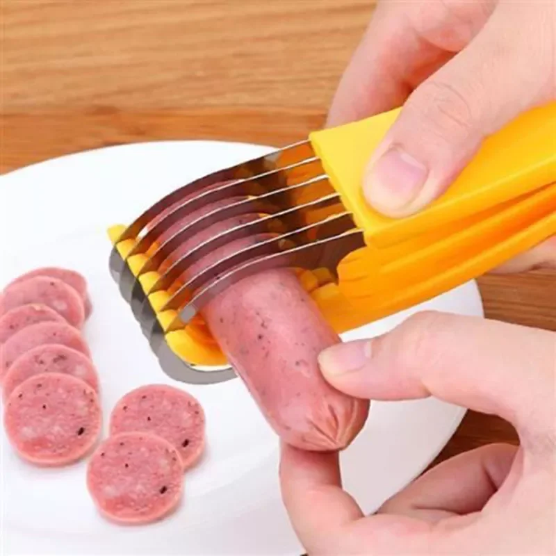 

2023New Tools Vegetable Fruit Sharp Slicer Cut Ham Sausage Stainless Steel Banana Cutter Salad Slice Multi-Purpose Kitchen Tool