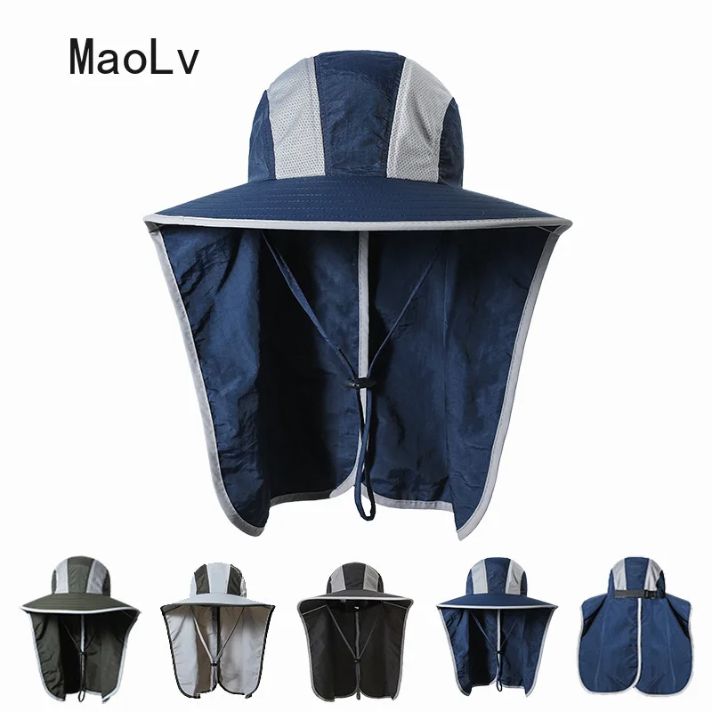 

Men Fishing Sun Hat UV Protection Neck Cover Sun Protect Cap Wide Brim Fishing Cap for Travel Camping Hiking Boating Safari