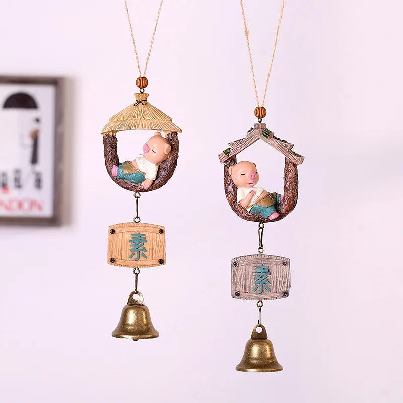 

Resin Pig Wind Chime Wind Bell Pendant Kid Birthday Gift Garden Wind Chimes Home Car Hanging Ornament Window Decoration