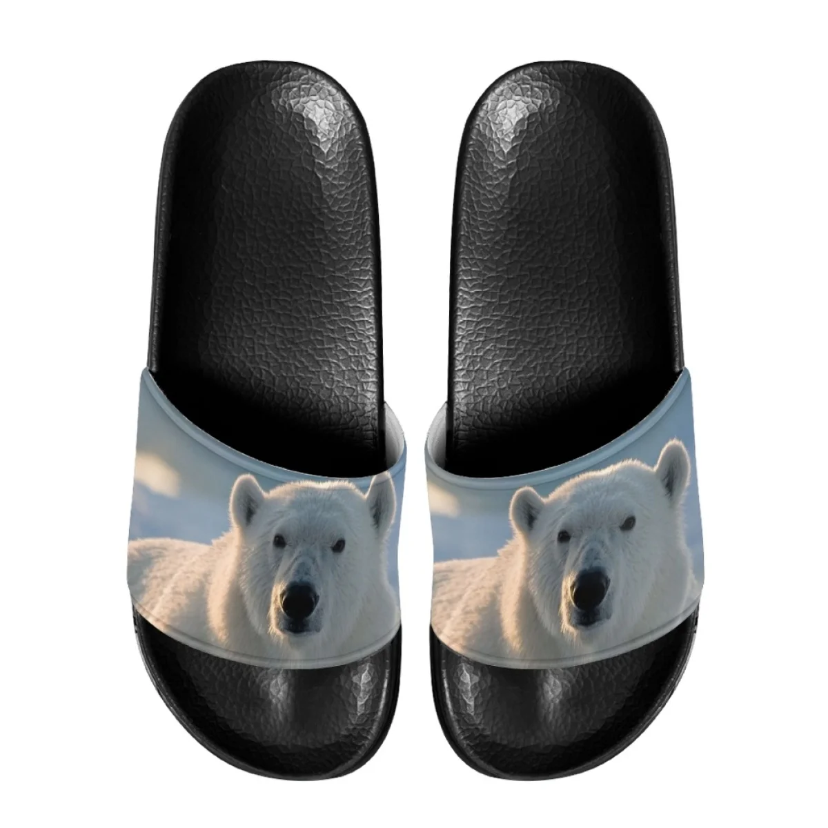 Сланцы для женщин шлепанцы с белым медведем летние забавные пляжные сандалии