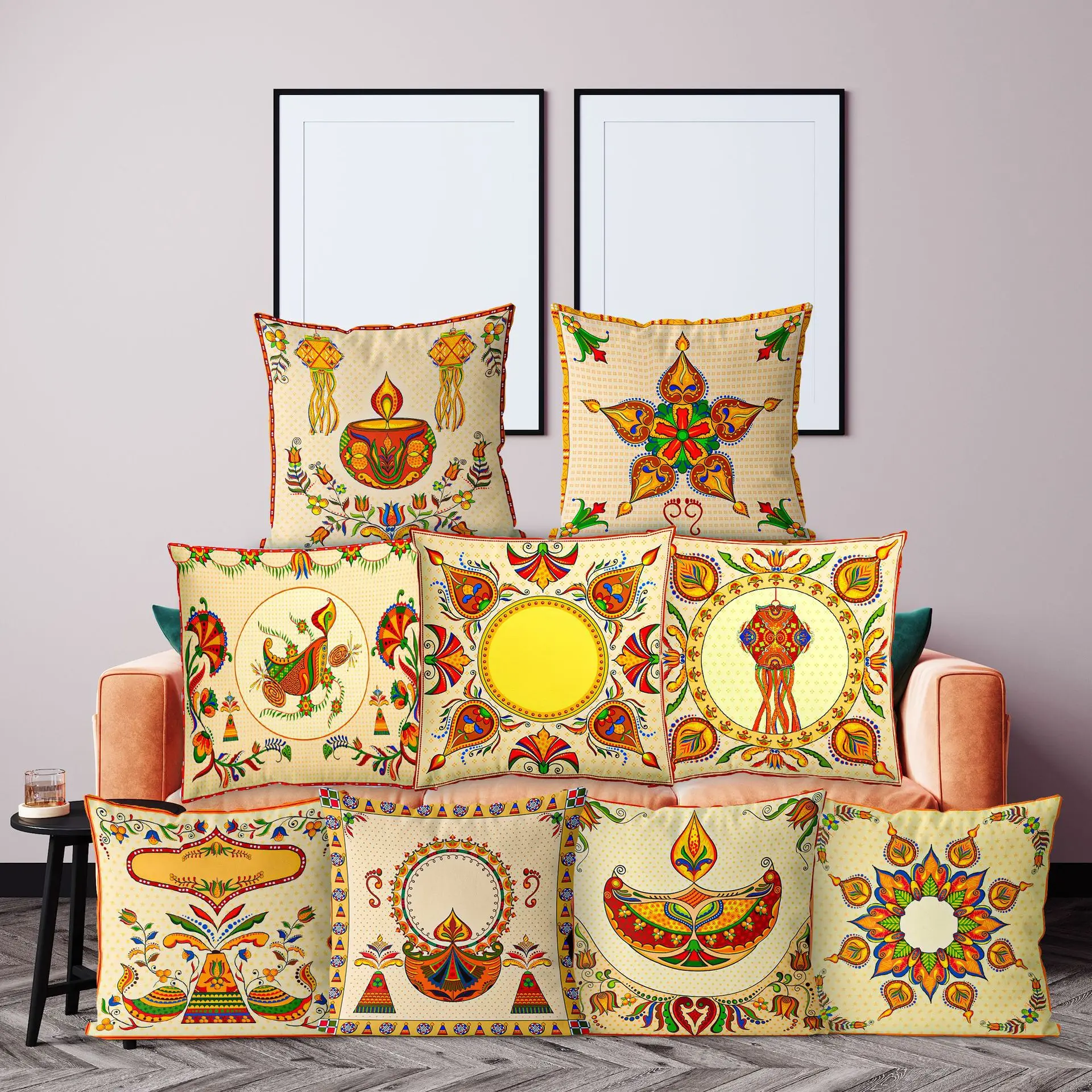 

Yellow Bohemian Pillows Case for Living Room Double Bed Cushions Cover Home Boho Decor Pillowcase 40x40 Cm 45x45 Garden Chair