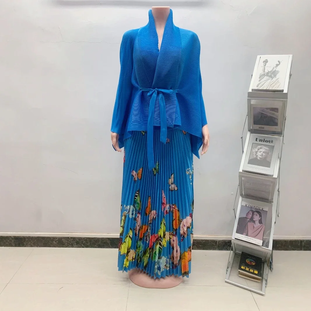 YUDX Miyake плиссированный комплект из 2 предметов 2024 новый топ на шнуровке с высокой