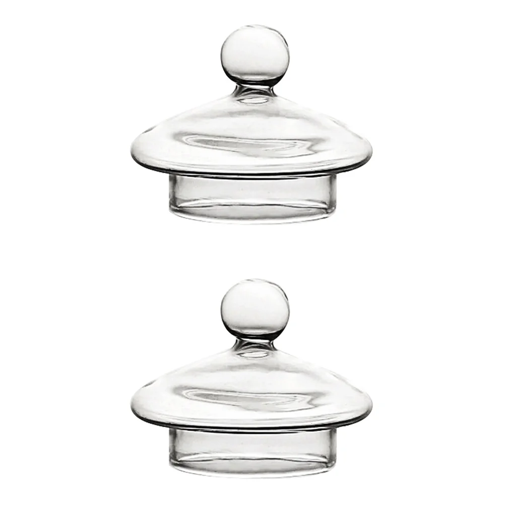 

2 Pcs Glass Lid Transparent Cup Cover Household Teapot Goblet Dustproof Leak-proof Creative