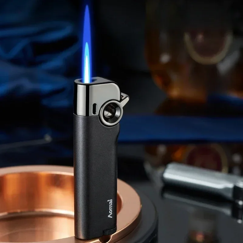 Фото Новая портативная газовая зажигалка AOMAI Rocker Arm Ignition Torch, металлическая, ветрозащитная, заправляемая, для сигар и сигарет, Smoki №3