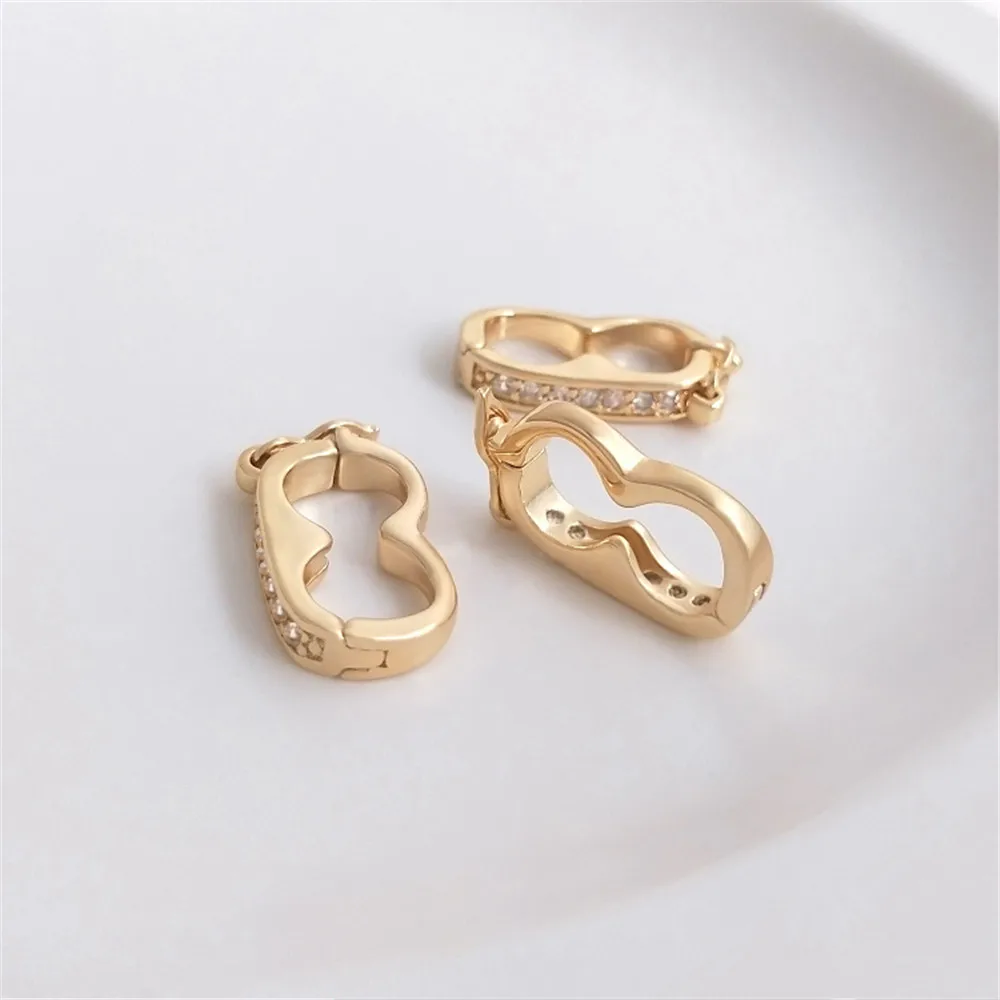 

14K Gold Filled Plated Figure 8 diamond ring buckle crystal pearl necklace sweater chain clip accessories DIY jewelry buckle