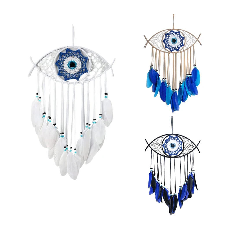 

Evil Eye Dream Catchers For Bedroom Hand-Woven Macrame Dreamcatcher Wall Hanging Home Decor Good Luck Blessing Gift