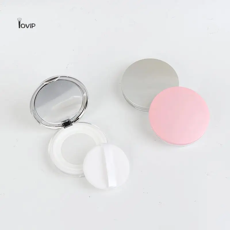 

3g Ultra-thin Empty Loose Powder Box Pot Makeup Jar Sifter Container Puff Mirror Empty Loose Powder Pot with Puff Mirror