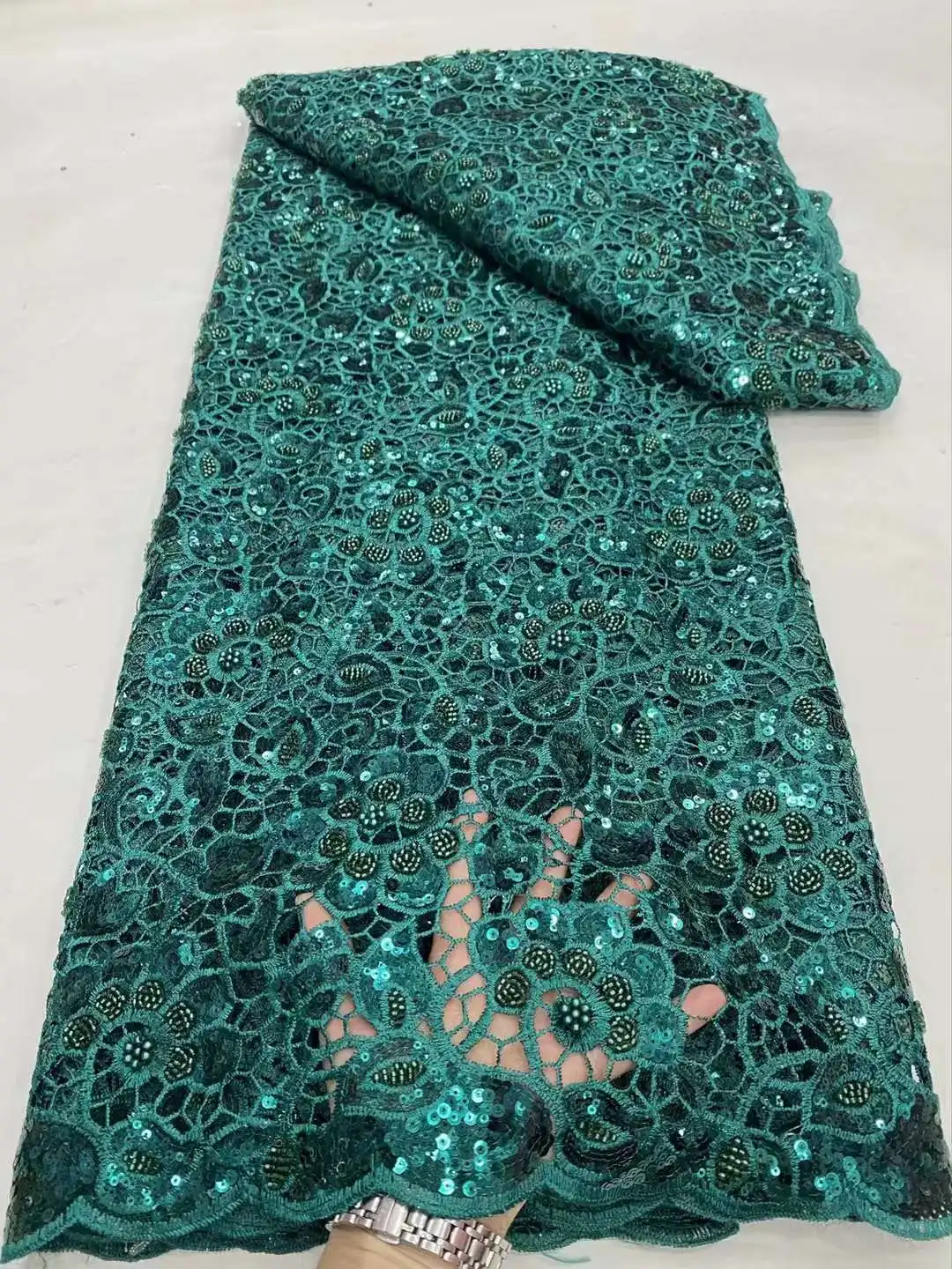 Новейшая нигерийская кружевная ткань из гипюра 2024 Высококачественная