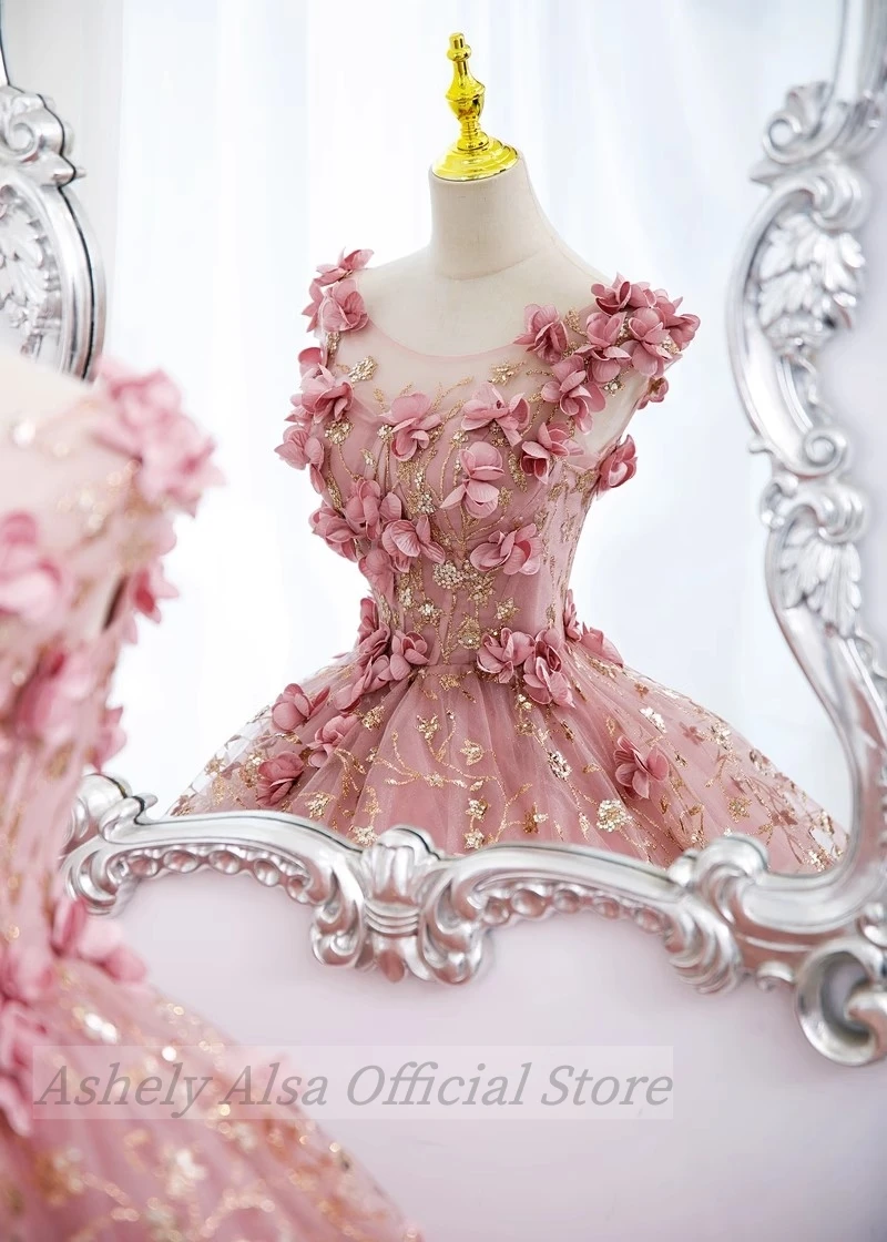 Розовое платье принцессы Quinceanera для девочек по индивидуальному заказу пышное