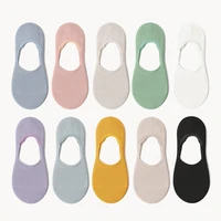 10pair happy women boat socks summer non slip silicone invisible cotton sock fashion leisure solid 10 color ankle sock wholesale