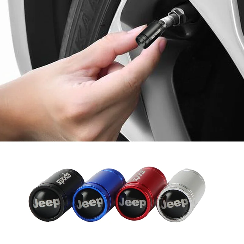 

4PCS Car Sport Wheel Tire Valve Caps Cover For Jeep Wrangler Renegade Liberty Grand Cherokee Compass Patriot Auto Accessories