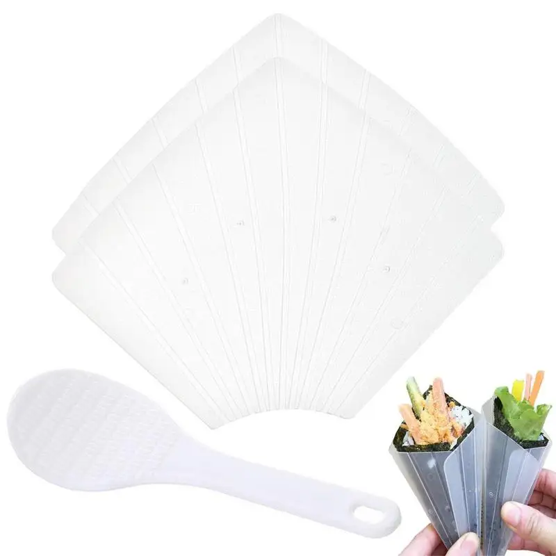 

1Sets Two Hand Roll Temaki Sushi Molds Shovel Vegetable Meat Rolling Tools DIY Sushi Making Machine Kitchen Gadgets Accessories