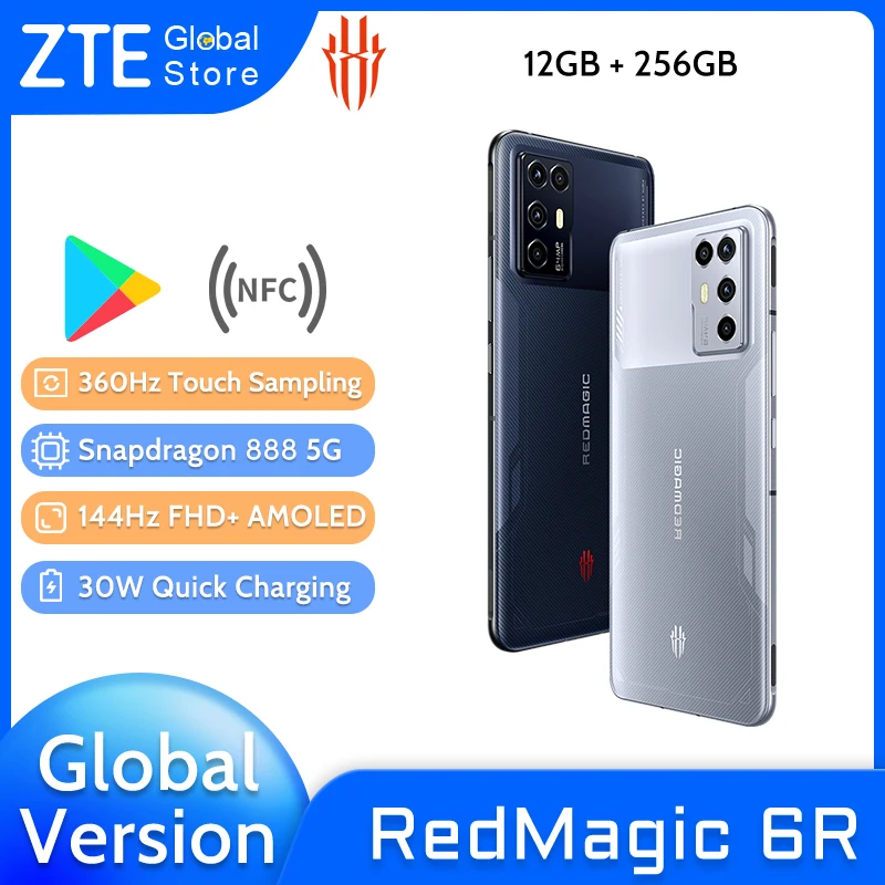 Global Version ZTE Nubia RedMagic 6R 5G Gaming Phone 12GB 256GB Snapdragon 888 Octa Core 6.67'' 144Hz AMOLED Screen Smartphone