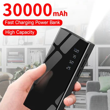 Fast Charging Power Bank Portable 30000mAh Charger 2USB Digital Display External Battery Flashlight For iPhone Xiaomi Samsung