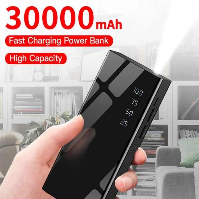 Fast Charging Power Bank Portable 30000mAh Charger 2USB Digital Display External Battery Flashlight For iPhone Xiaomi Samsung 1