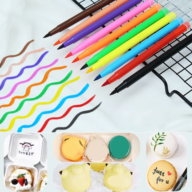 

10 Colors Drawing Biscuits Cake Decorating Tools DIY Baking Cake Edible Pigment Writing Line Pen Food Color Brush Cake Draw Tool