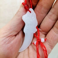 natural white jade hand carved wolf tooth pendant fashion boutique jewelry mens and womens sword necklace gift accessories
