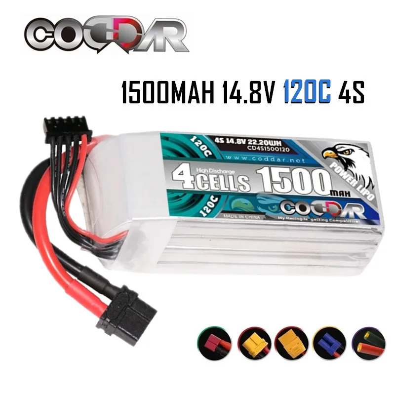 

CODDAR 4S 1500mAh 14.8V 120C High Capacity Lipo Battery With XT60 XT30 Plug For FPV Quadcopter RC Helicopter Racing Drone Part