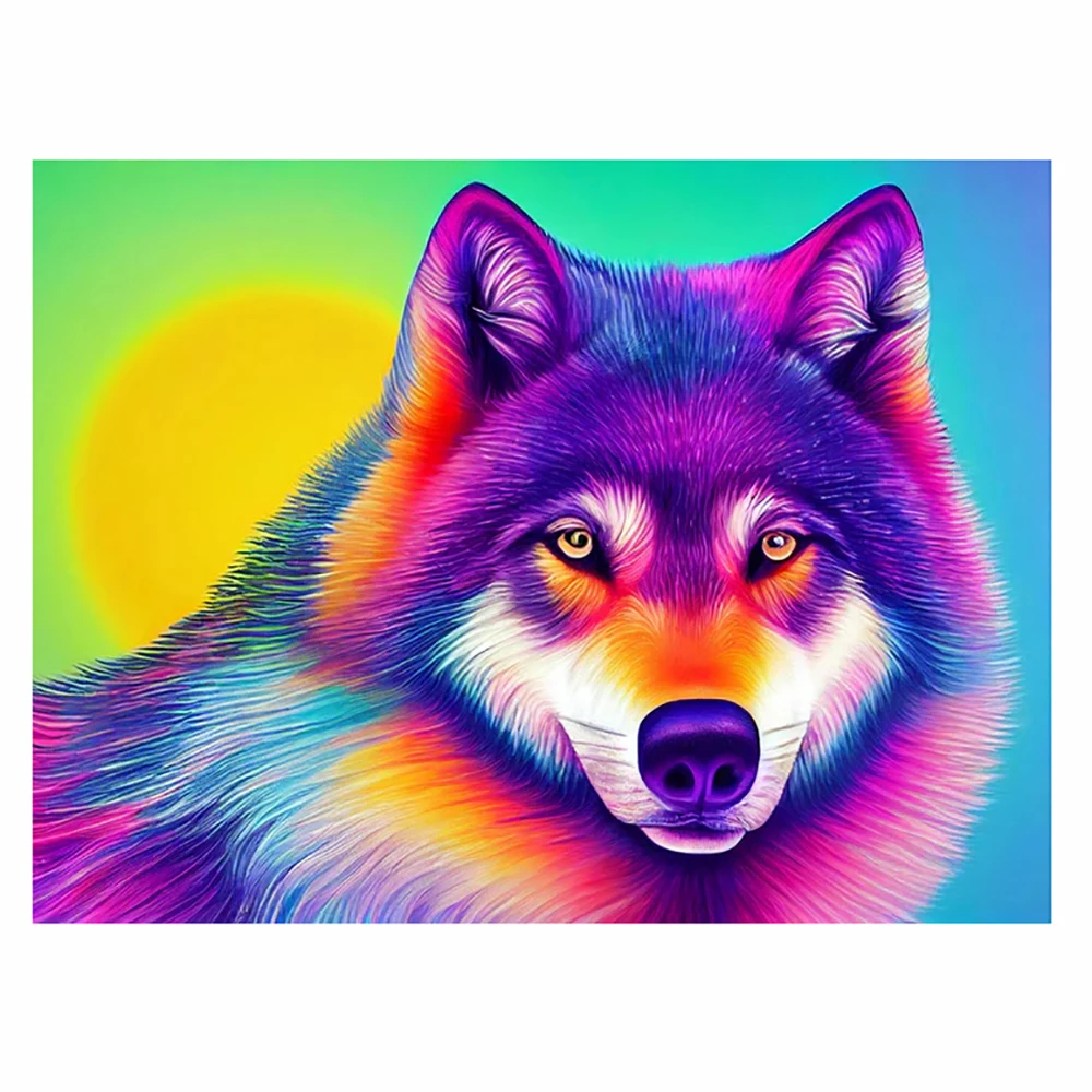 

Diamond painting, color painting, wolf DIY making, animal diamond inlaid, embroidery, painting, decoration, household crafts